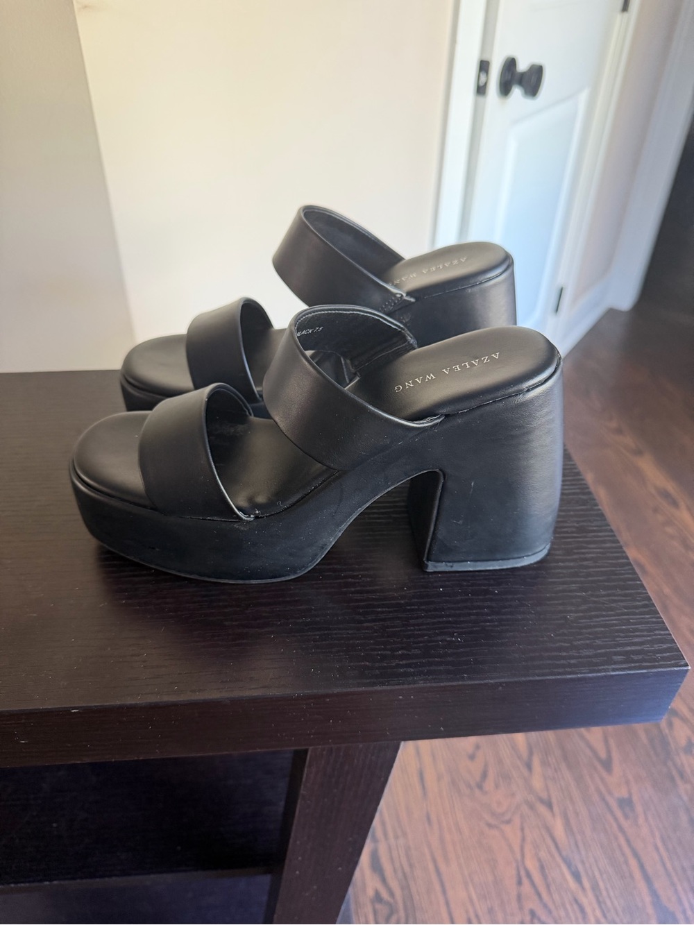 Azalea Wang dual-strap platform block-heel sandals